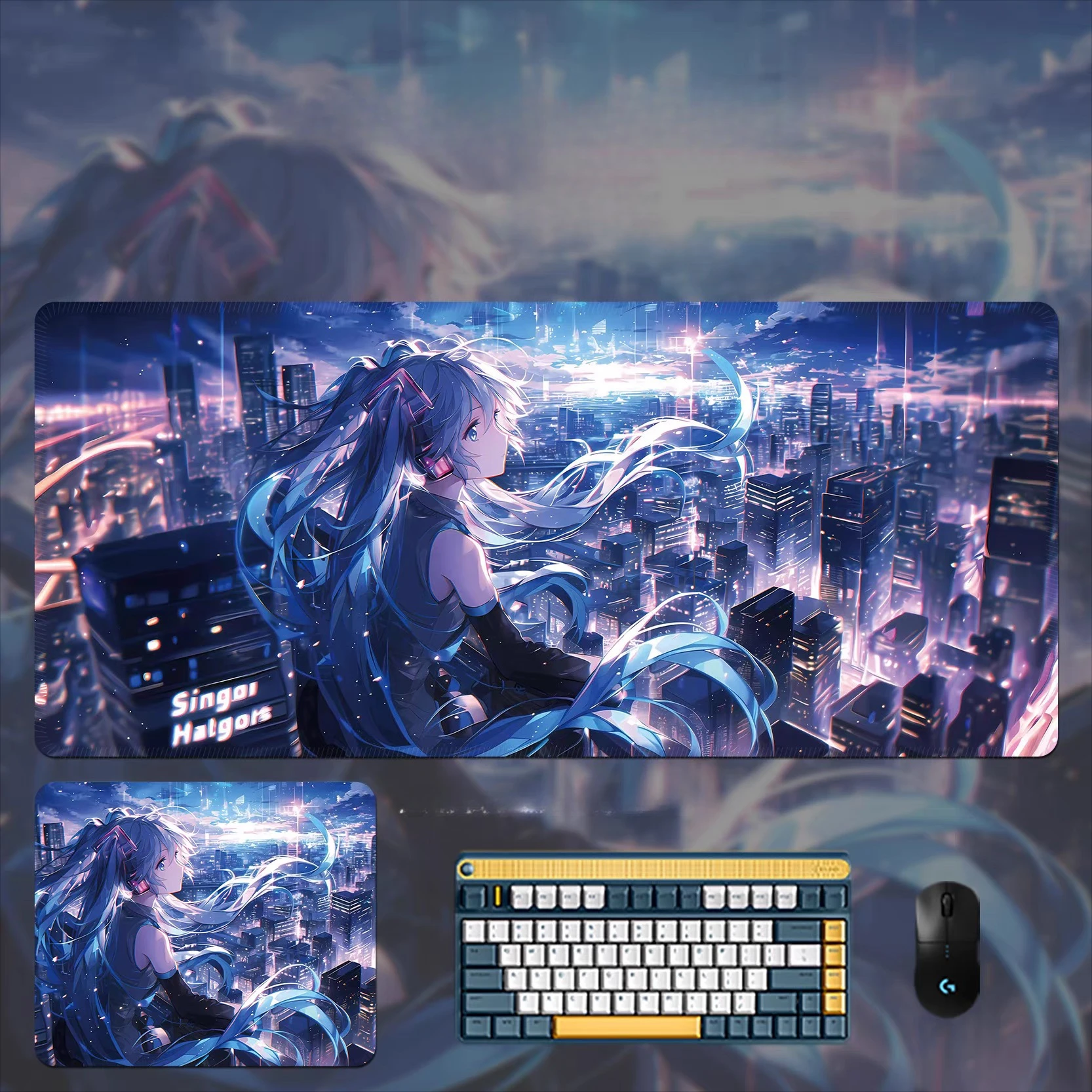 Fashion Cute Hatsune Miku Oversized Leather Mouse Pad E-sports Game Non-slip Mouse Pad Office Study Desk Pad Anime Merchandise