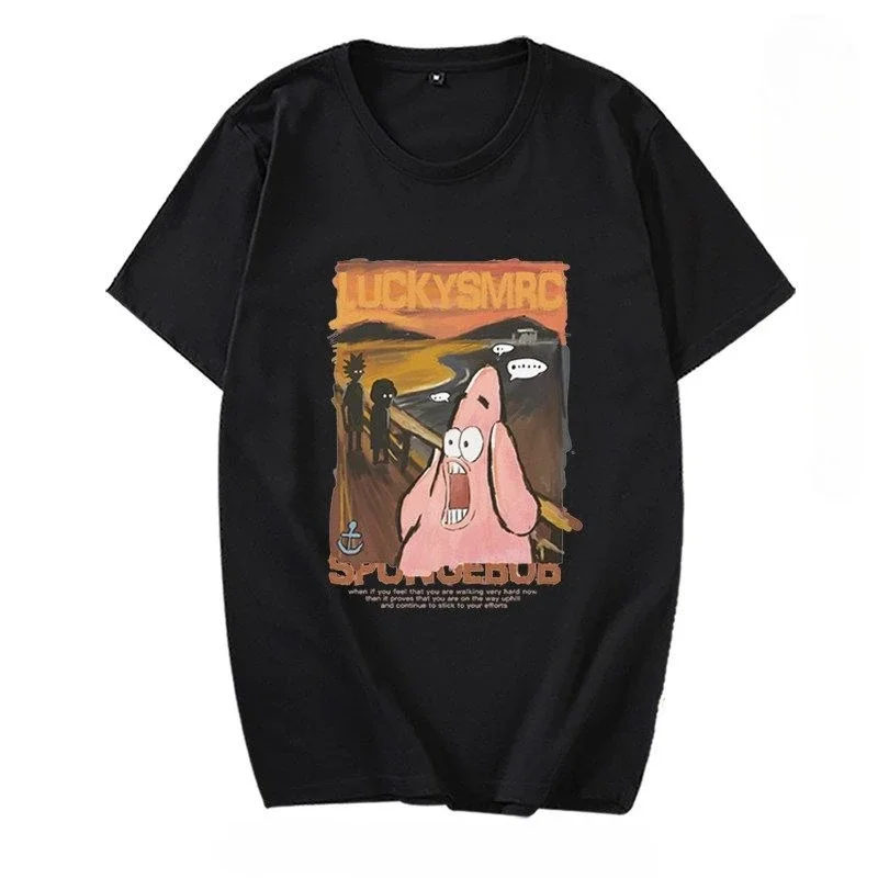 

SpongeBob Patrick Star Scream Women's T-Shirt Top Short Sleeve Loose Cotton Short Sleeve Tops Summer T-Shirt Y2k Top Harajuku