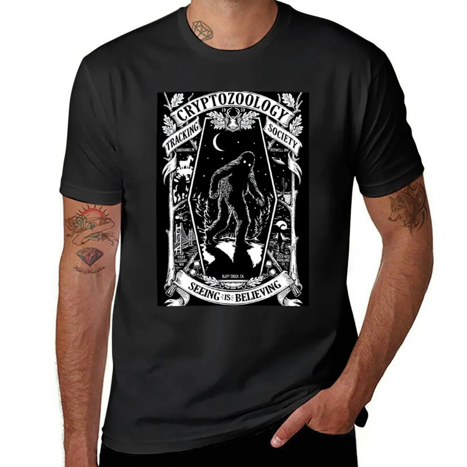 Cryptozoology Tracking Society Bigfoot T-Shirt vintage clothes summer tops t shirts for men graphic