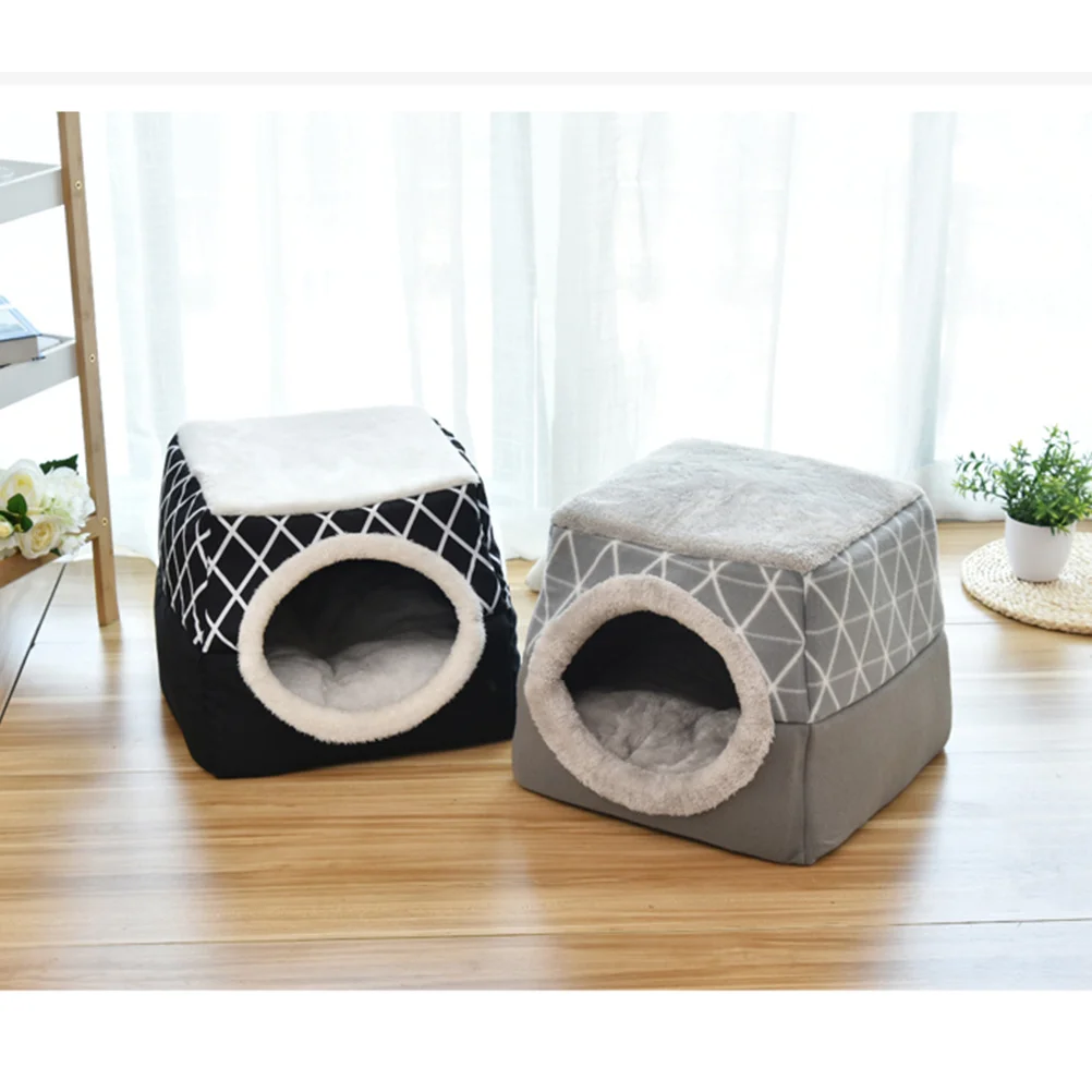 

Space Capsule Pet Bed Grey Size L Foldable Warm House Machine Washable Anti-Slip Bottom Pet Sleeping Bed for Cats Small Dogs