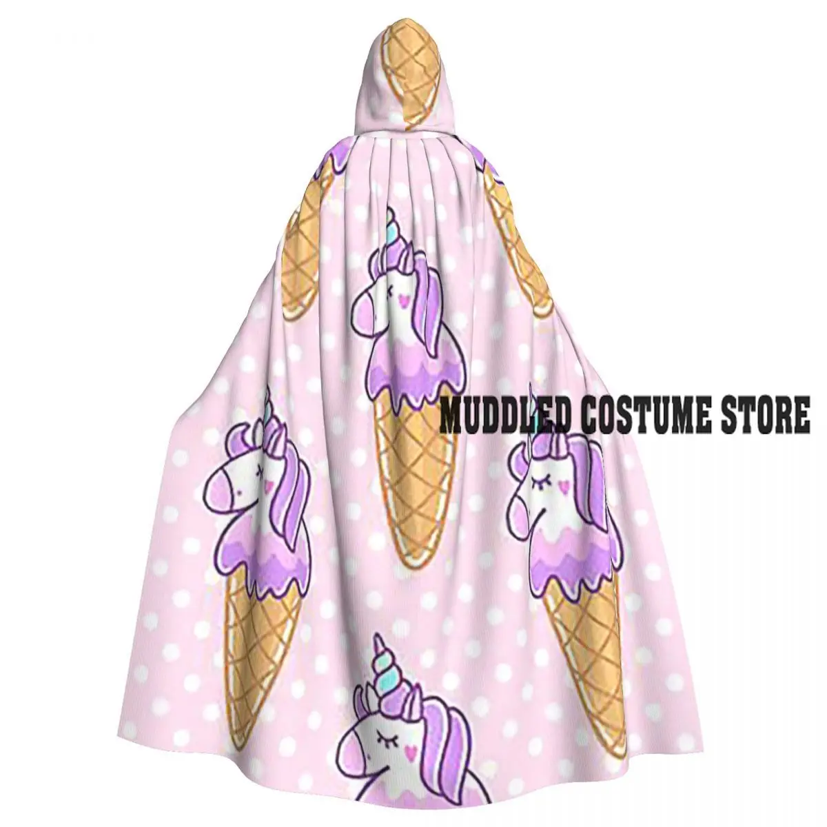 

Ice Cream Unicorn Long Hooded Cloak Witch Medieval Costume Cosplay Cape HalloweenParty Adult Unisex