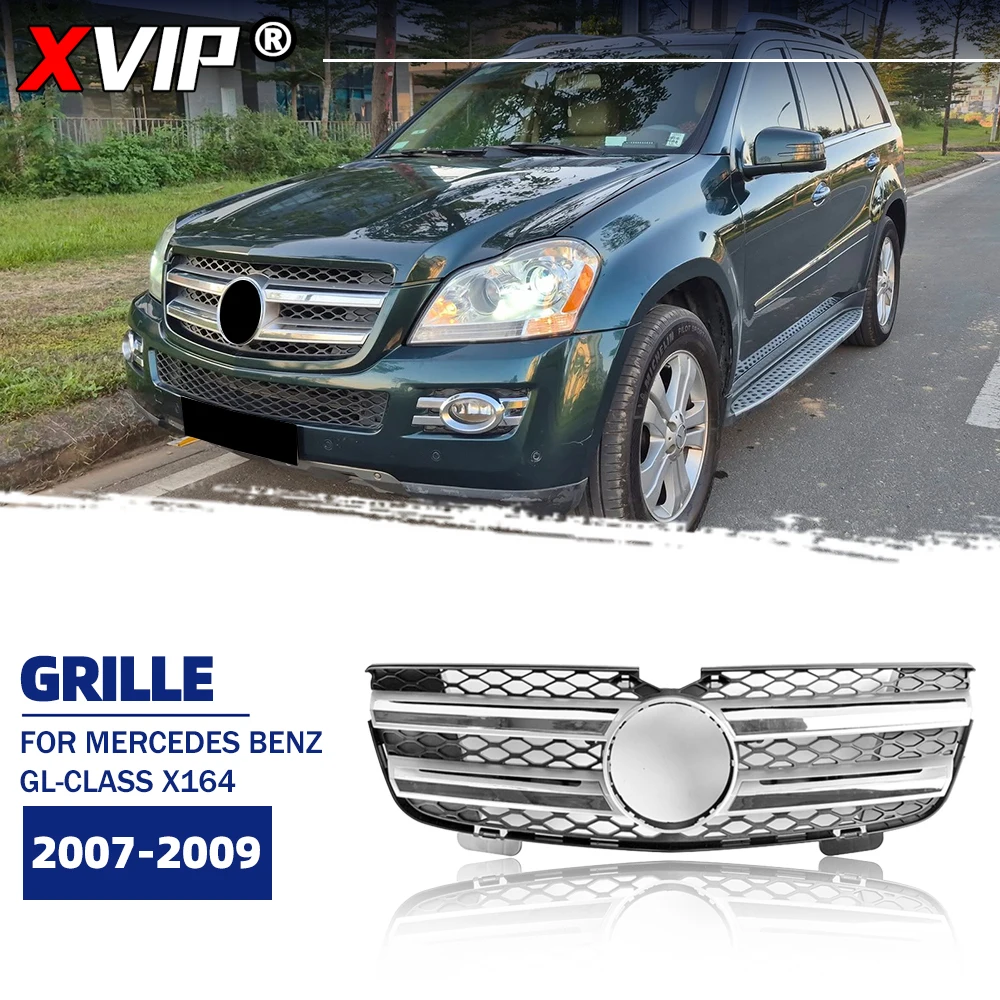 XVIP Chrome Silver EN Style Racing Grille Bumper Grille Upper Grille For Mercedes Benz GL-Class X164 2007-2009 GL320 GL350 GL450