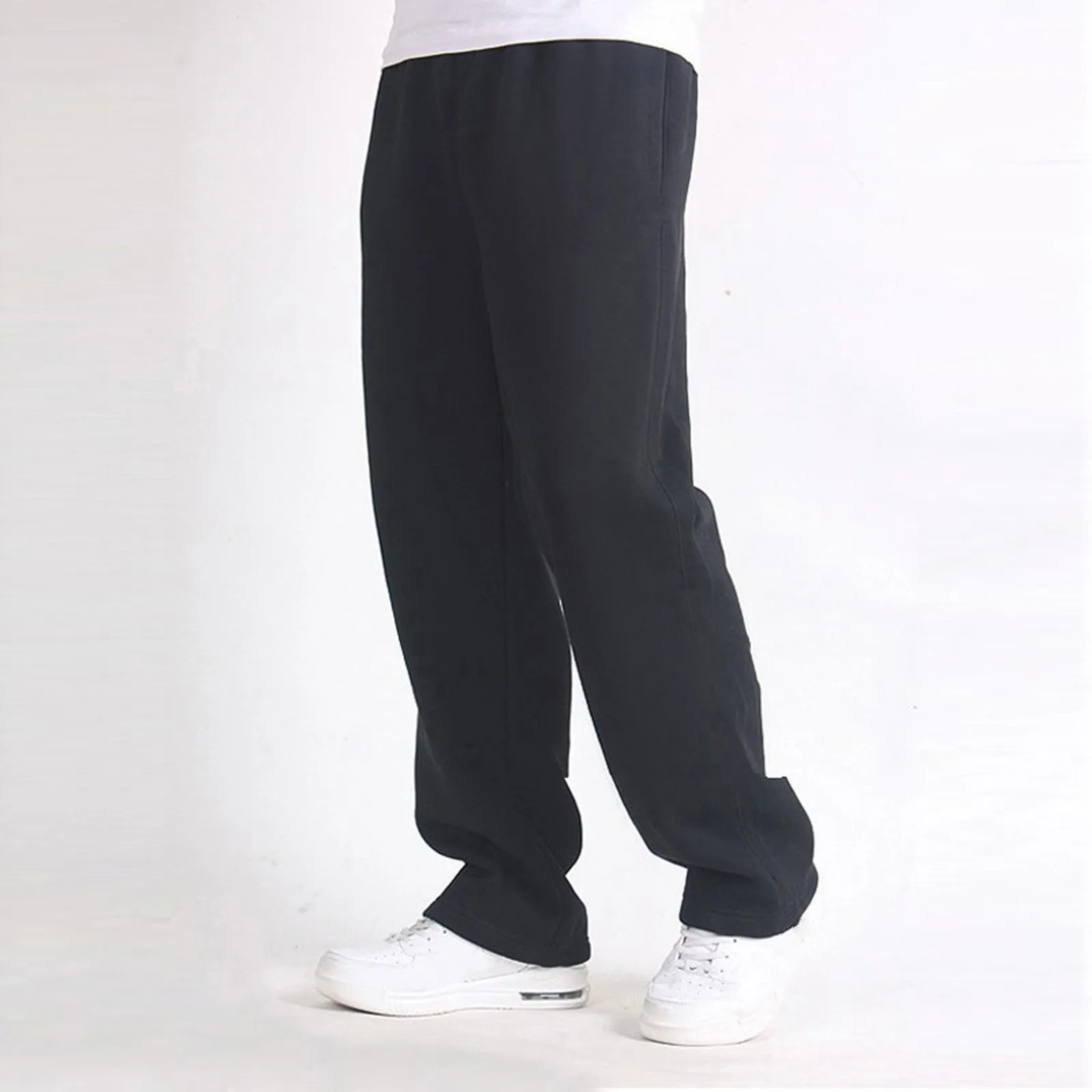 Solid Color Sweatpants Men Casual Straight Pants Trend Youth Warm Loose Baggy Elastic Pants Simple All-Match Men's Trousers