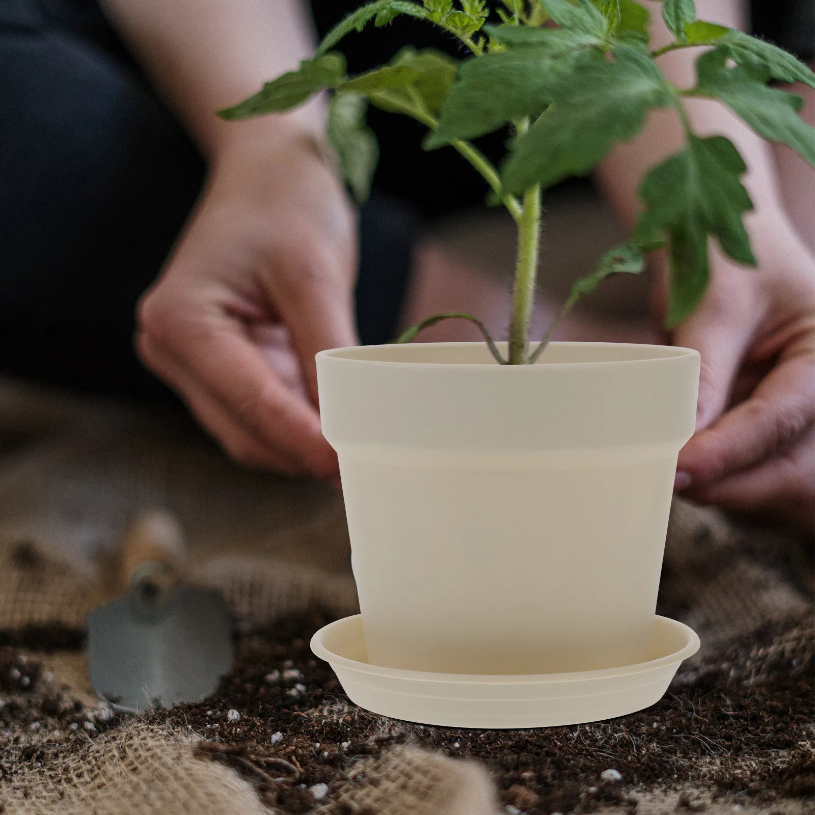 6Sets Breathable PP Plant Pots Small Flower Pots with Drainage for Indoor Outdoor Garden Patio Balcony Windowsill Succulents