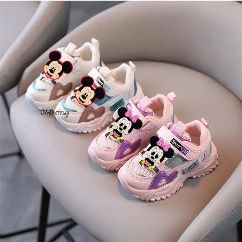 Mickey Mouse Summer Kids Sport Shoes For Boy Girls Sneakers Students Breathable Mesh Children Running Light Toddler Shoes