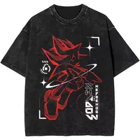 Camiseta Y2k de manga corta con cuello redondo lavada de erizo de sombras japonesas, ropa para hombre, novedad en Top y Camisetas, Camisetas para hombre 71009