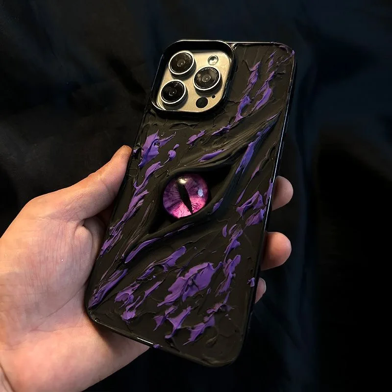 Luxury hell demon purple eye Cthulhu 3D Phone Case protection for iPhone 16 15 13 12 11 14 Pro Max XR XS 16 Plus Halloween Coque