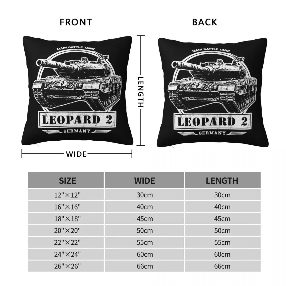 Leopard 2 Tank Pillowcase Polyester Linen Velvet Printed Zip Decor Pillow Case Car Cushion Cover