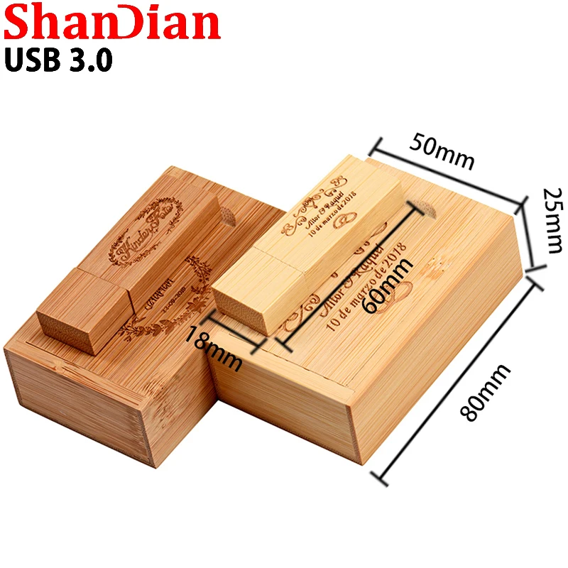 Pendrive de alta velocidad con logotipo personalizado, caja de madera de arce, USB 3,0, 128GB, 64GB, 32GB, 16GB, 8GB, 4GB, 10 unidades por lote