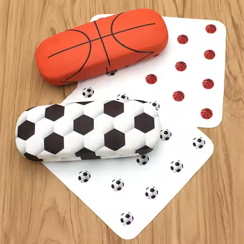 Unique Basketball Football Pattern Glasses Box Spectacle Case With Glass Cloth Anti Pressure Sunglasses Storage Box New Fashion