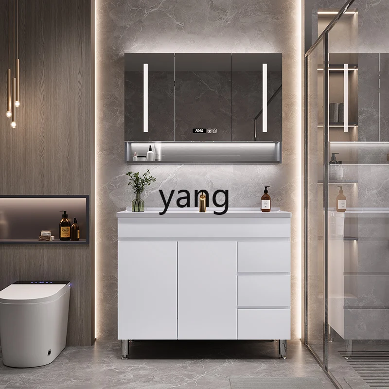 

LMMStainless Steel Honeycomb Bathroom Cabinet Set Washbasin Washstand Bathroom Ceramic Floor-standing