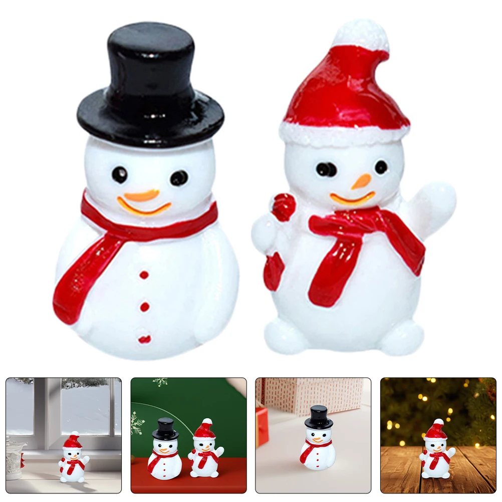 

10 Pcs Mini Snowman Ornaments house Miniature Christmas Pendant Accessories