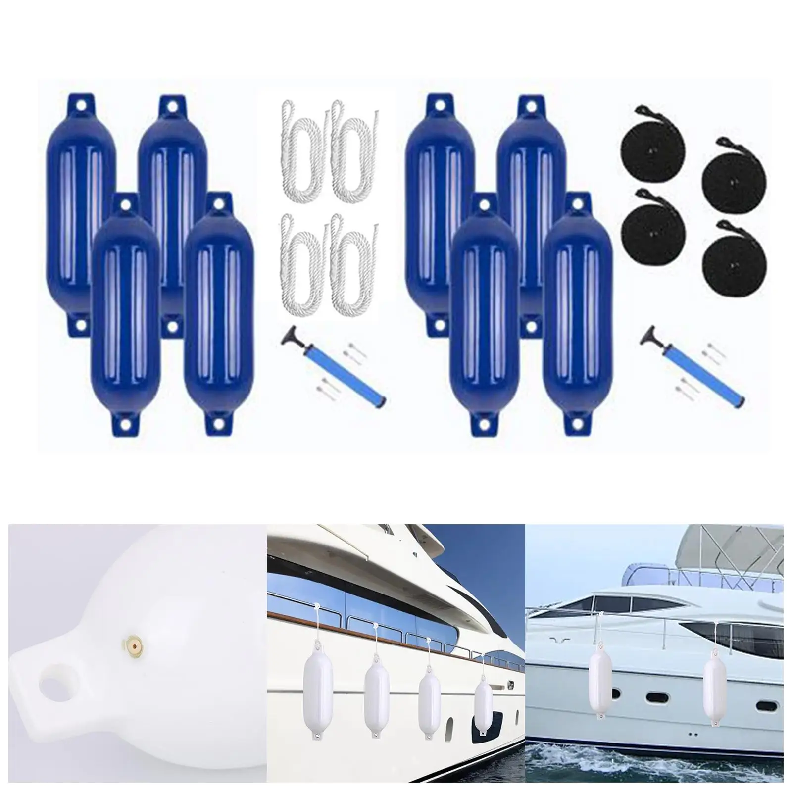 4 Pieces Boat Fenders Use to Yacht Fishing Boats Sailboats Accessories Boat Bumpers Fenders with 4 Ropes Inflatable Boat Fenders