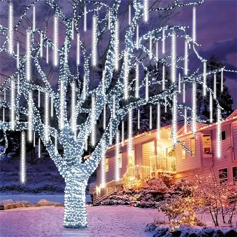 32/24/16/8 Tubes Patio LED Meteor Shower Lights Falling Raindrop Fairy String Light for Christmas New Year Holiday Party Decor