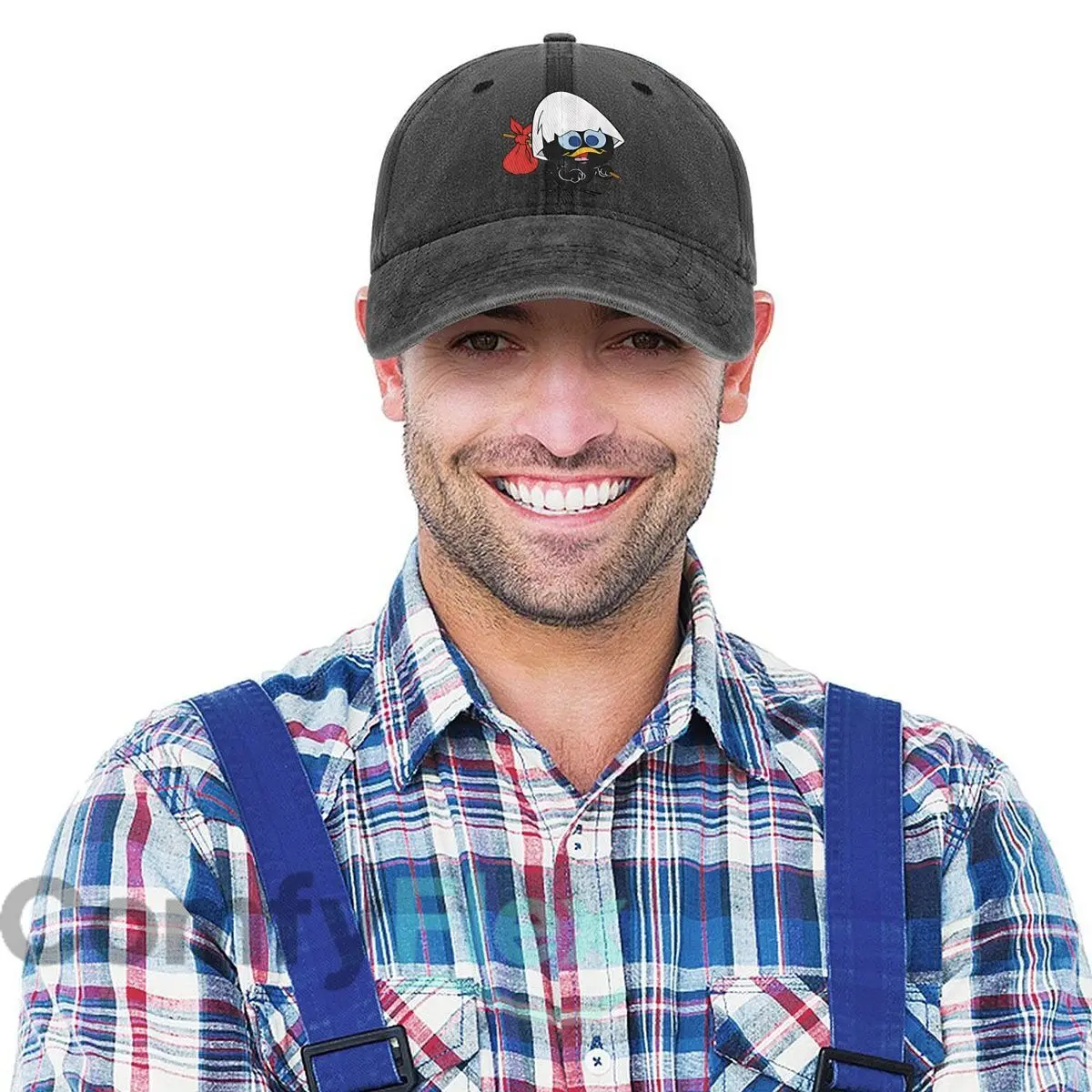 Cartoon Bird with Rice Hat Fashion Washed Baseball Cap Hat Outdoor Activities