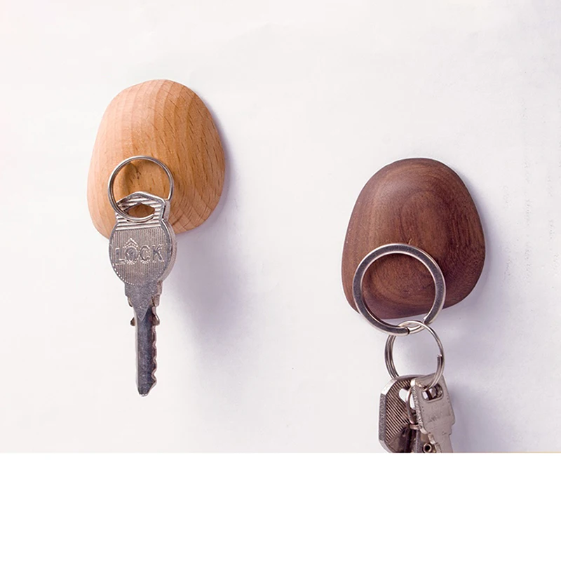 Seamless Walnut Wood Magnetic Holder for Organizing Keys and Small Metal Items, Magnet Holder with Adhesive for Wall Decoration