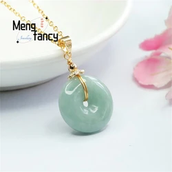 Natural Myanmar A-goods Jadeite Peace Buckle Pendant Exquisite Elegant Fashion High-grade Luxury Quality Jewelry Holiday Gifts