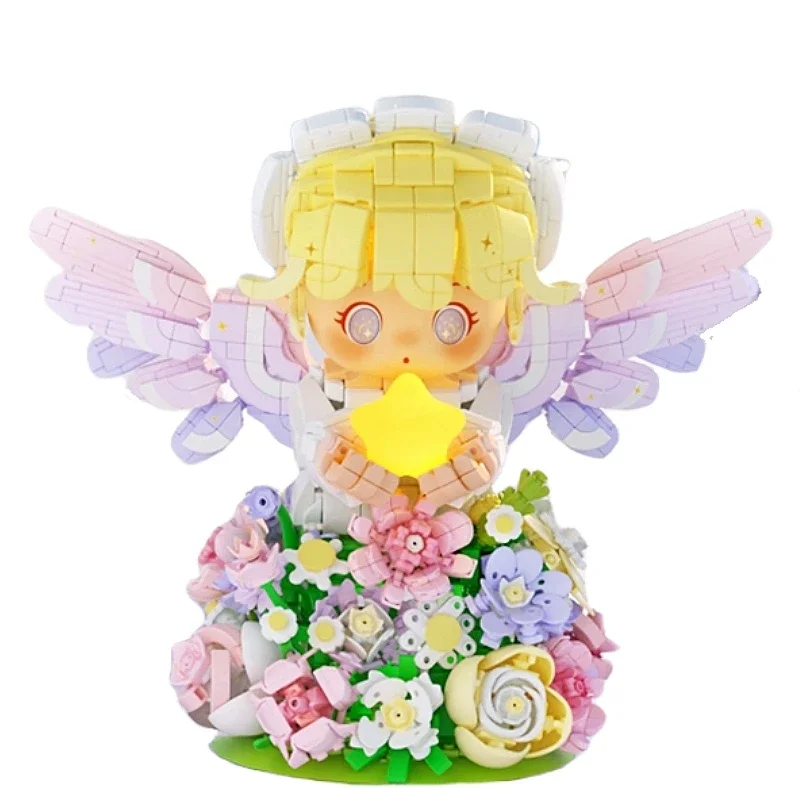 

Flower Angel Building Blocks Cute Flower Fantasy Star Lamp Puzzle Assembling Toy Ornament Model Christmas Gift