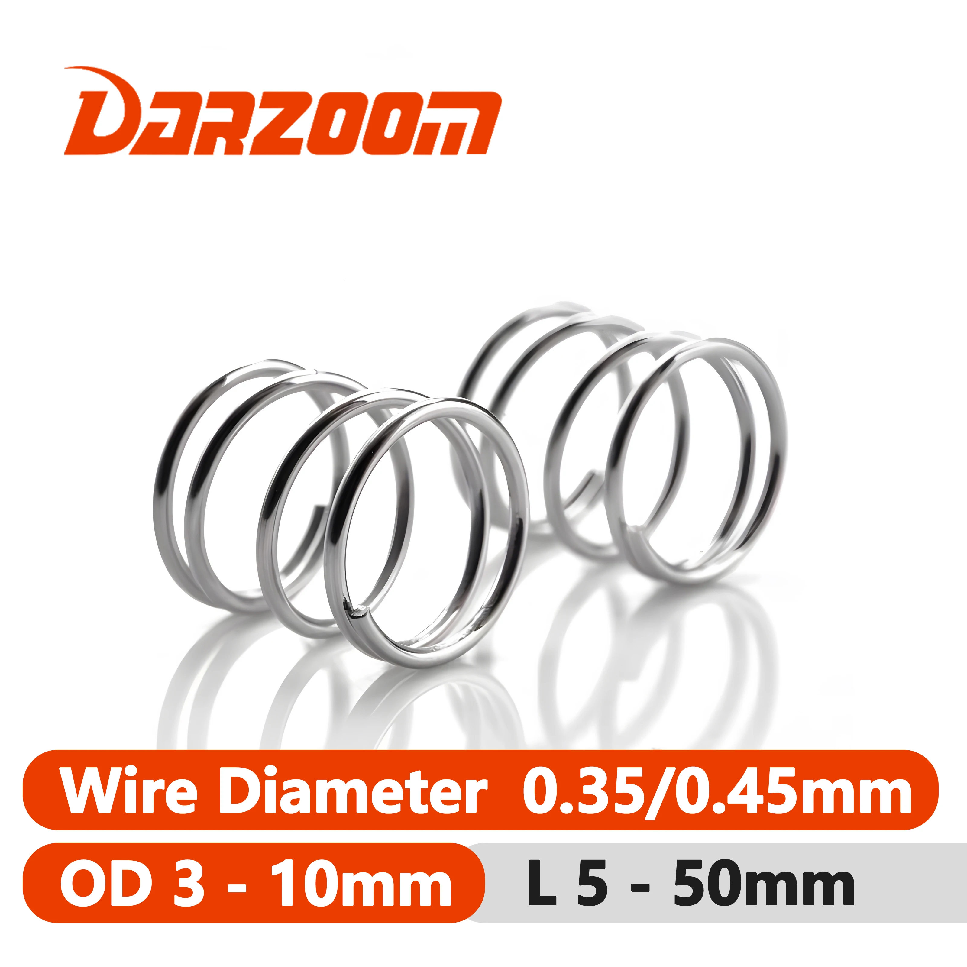0.35/0.45mm wire diameter High quality stainless steel compression spring (50 pcs) compression damping, return strength.