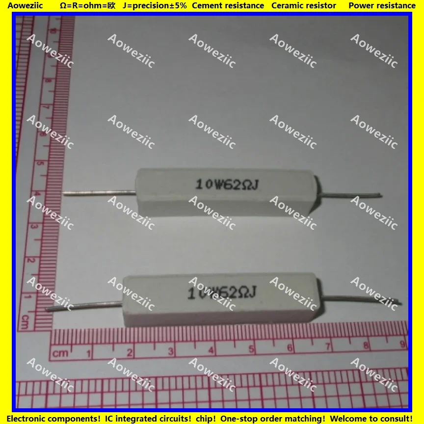 10 Uds RX27 resistencia de cemento Horizontal 10W 62 ohm 62 R 62 RJ 10W62RJ 10W62ohm resistencia cerámica precisión 5% resistencia de potencia