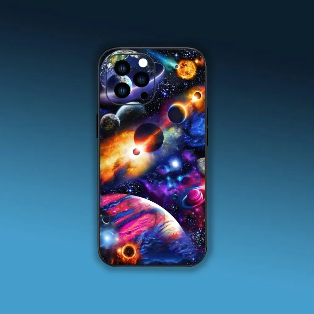 Planets Space Venus Sun Mars Phone Case For iPhone Mini 11 12 13 Plus Pro Max 14 15 XR XS Black Shell