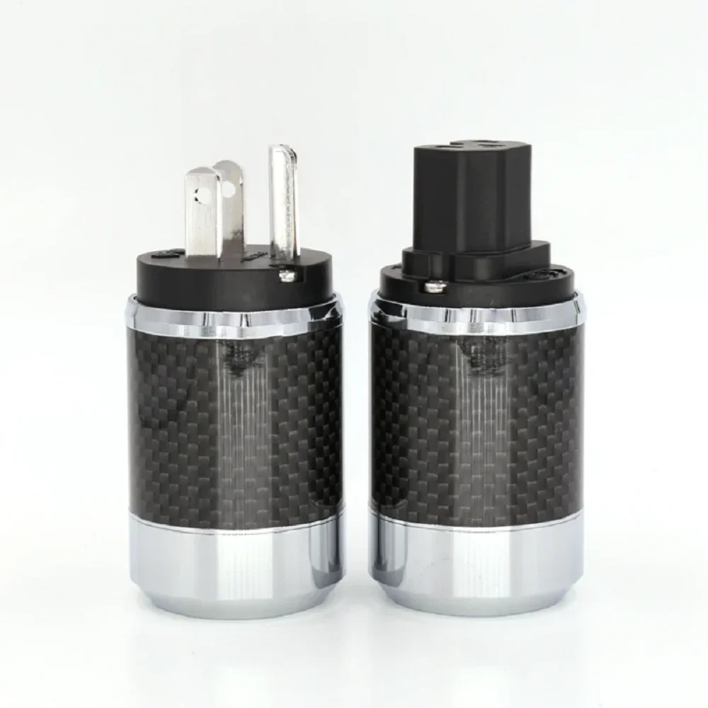 

Pair High Quality Gold/Rhodium Plated US Power Cord Plug Carbon fiber US AC power plug male and female