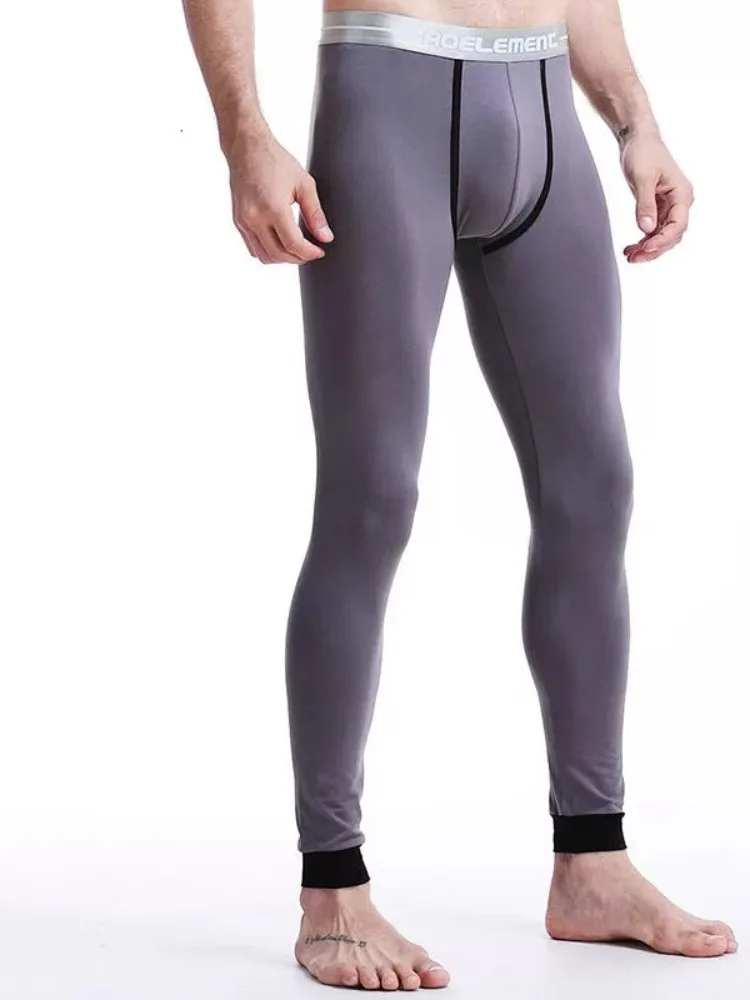 Mens Long Johns Underwear Solid Color Male Leggings Hombre Sexy Thermal Underpants Cotton Elasticity Tight Thermal Underwear