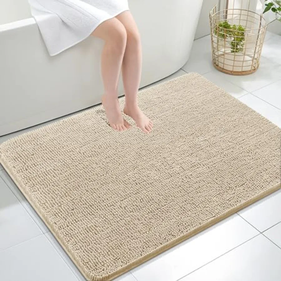 

Bathroom Rugs 40x32 Extra Soft Absorbent Chenille Bath Rugs Rubber Backing Quick Dry Machine Washable Bath Mats for Bathroom Fl