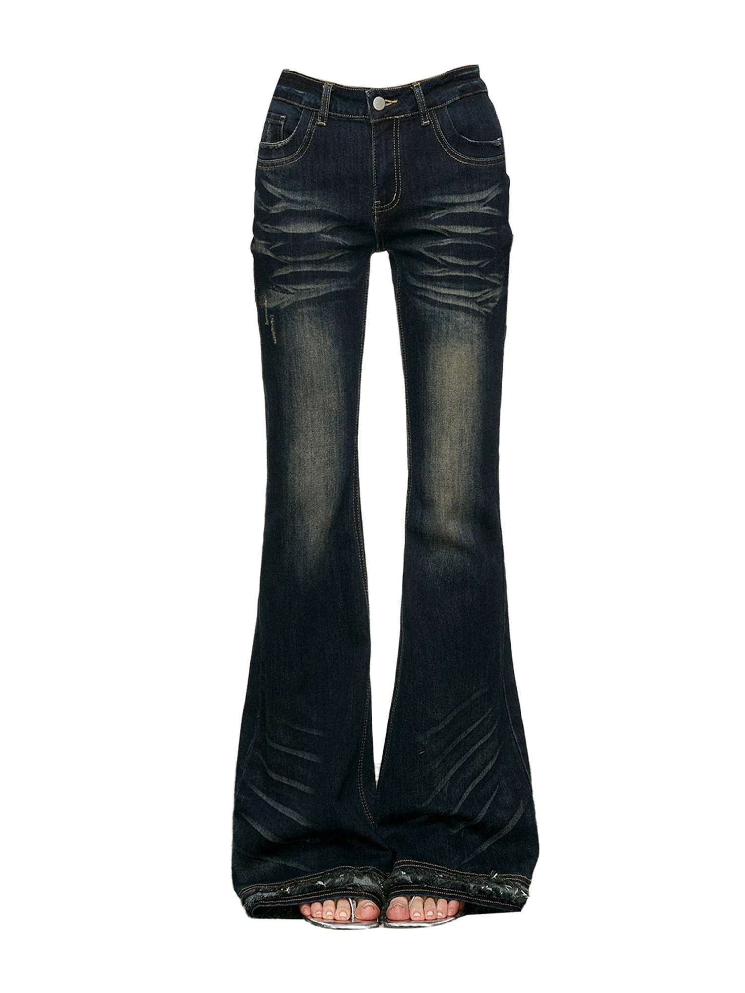 Women Black Gothic Emo Y2k Baggy Flare Jeans Japandi Style Vintage Oversize Wide Jean Pants Harajuku Denim Trousers Clothes 2026
