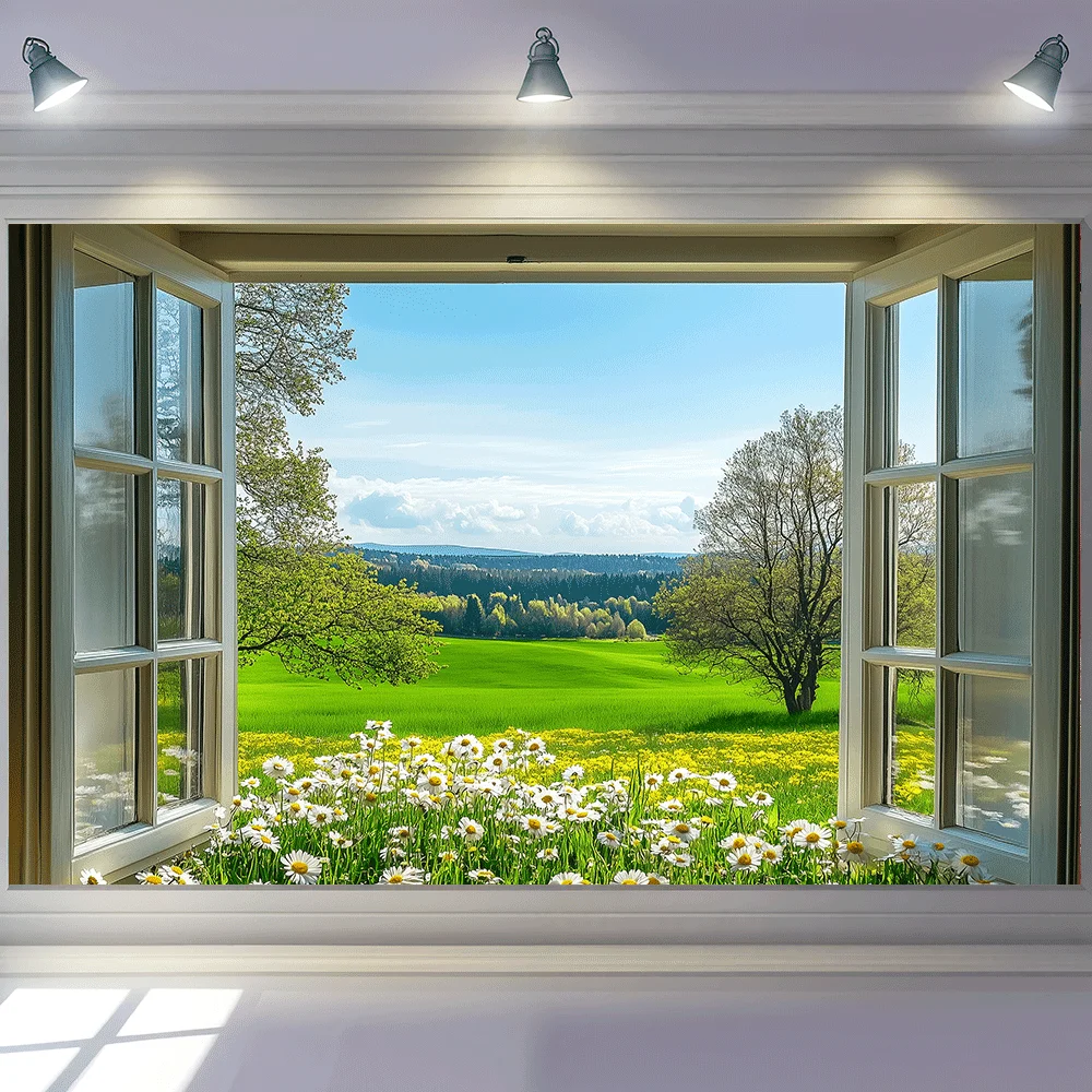 Spring Window View Tapestry