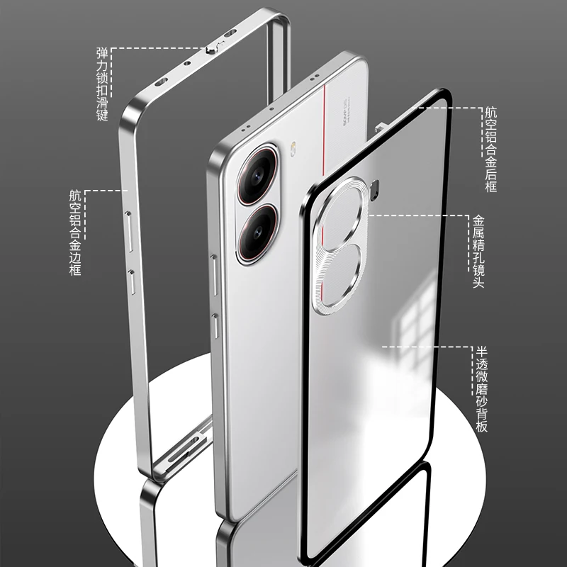 Untuk Redmi Turbo 4 pro Casing Logam Aluminium Aloi Bingkai Bumper Matte Akrilik PC Keras Penutup Belakang Ponsel Tahan Guncangan Dapat Dilepas