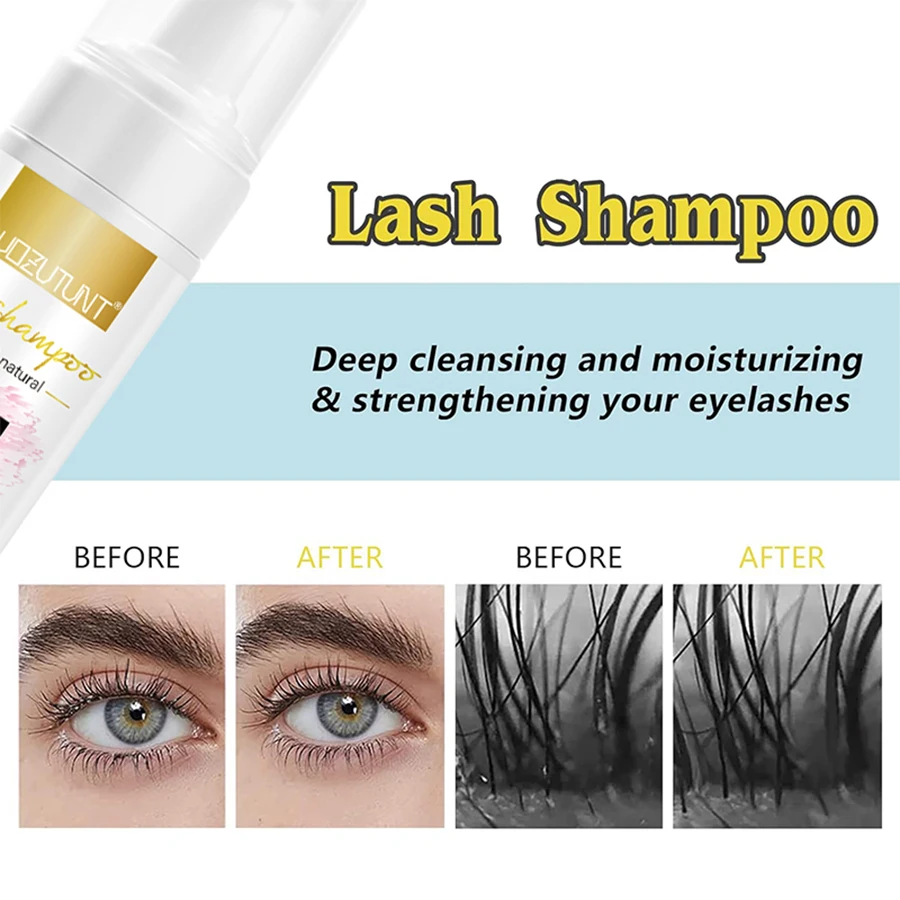 3.38oz/100ml Eyelash Shampoo Deep Cleaning Makeup Tool Remover Glue Eyelash Extension Foam Cleanser Kit Salon Beauty Care