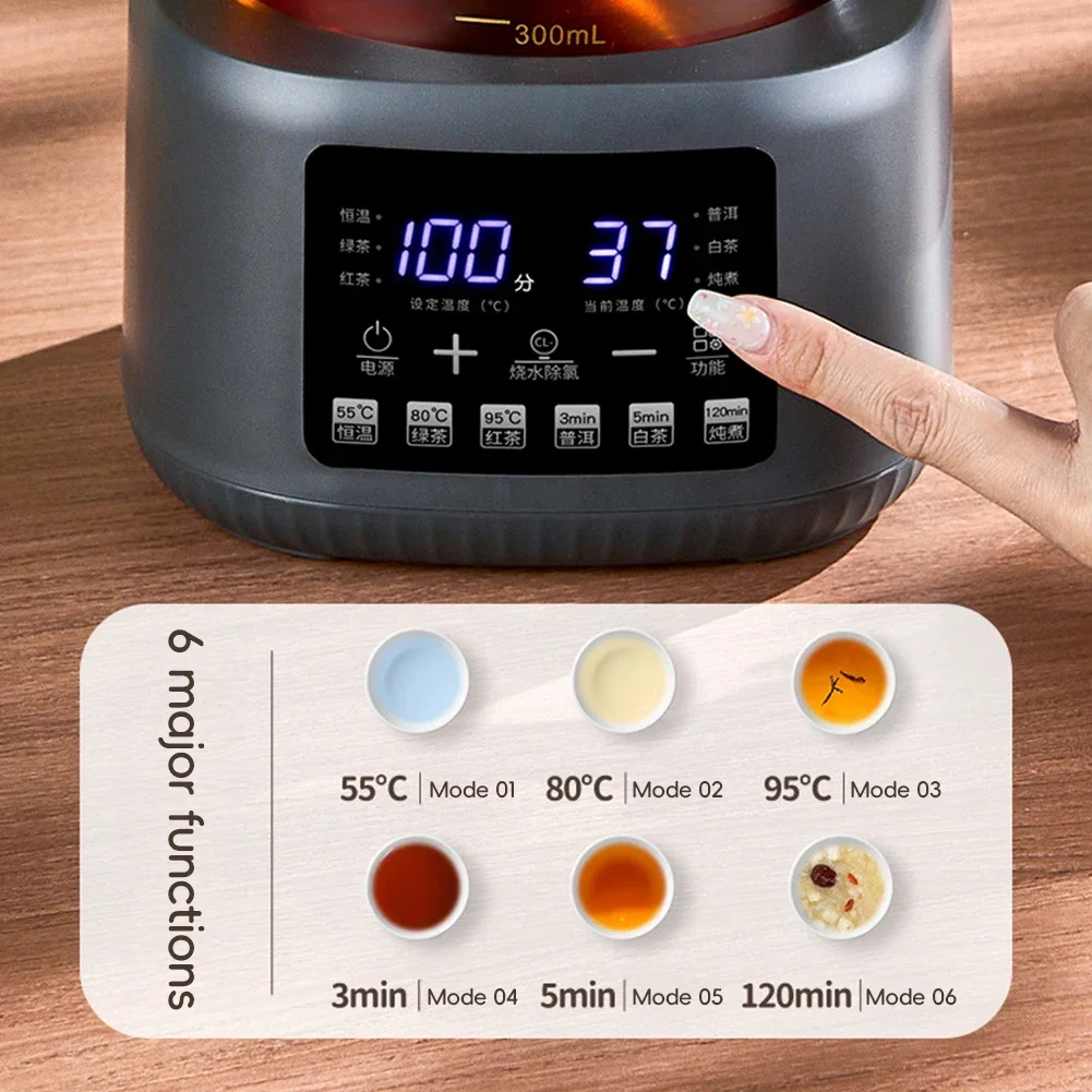 ماكينة صنع الشاي بالبخار أوتوماتيكية بالكامل، إبريق شاي كهربائي حديث، تحكم ذكي في درجة الحرارة، مجموعة تحضير الشاي المنزلية لسطح المكتب #4