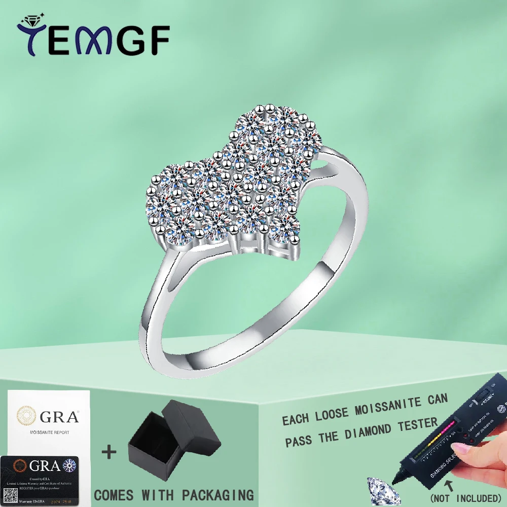 

TEMGF Full 2mm Moissanite Ring With GRA S925 Sterling Silver Love Confession Proposal Ring for Women Sparkling Fine Jewelry Gift