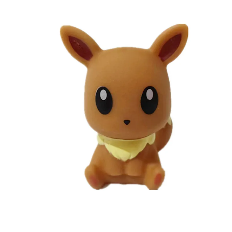 6pcs Pokemon Model Doll Toy Anime Pikachu Bulbasaur Charmander Squirrel Eevee Snorlax Cartoon Character Vocal Bathroom Toy