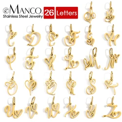 eManco Heart Art Initial Alphabet Charms Pendant DIY Name Customized Birthday Gift Stainless Steel Women Fashion Jewelry A-Z
