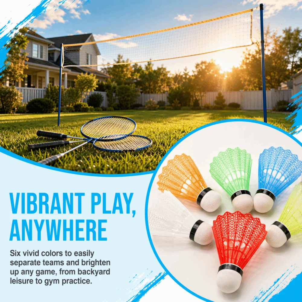 12pcs Multi-Colored Nylon Shuttlecocks Uniform Flight Durable Design Plastic Badminton Shuttlecocks Outdoor Shuttlecocks