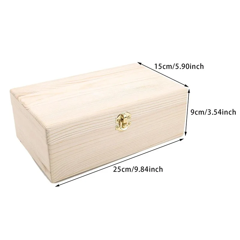 Home Storage Box Natural Wooden With Lid Golden Lock Postcard Organizer Handmade Craft Jewelry Case Wooden Box Casket Best Sale