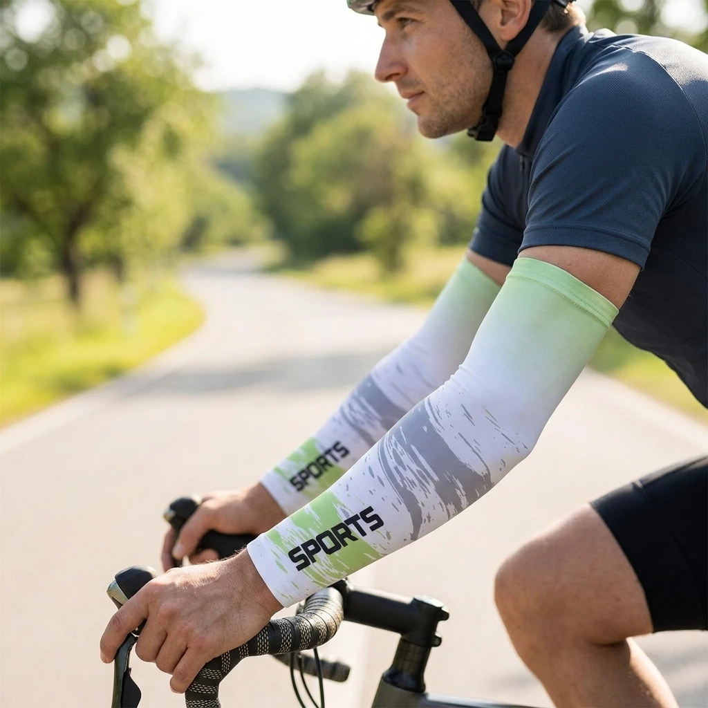 Manchons de bras rafraîchissants en soie glacée respirants UPF50 réfléchissants pour le cyclisme, la course à pied, la randonnée et les sports de plein air en été, unisexe, 50 cm