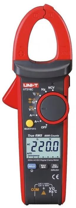 TECPEL UT216C 100A True RMS Clamp Meter Auto-Range Multimeter Frequency Measurement Digital Display 600V 20mF Capacitance 20M - view 6