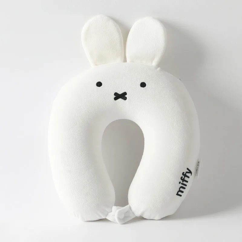 새로운 Miffy U 자형 베개 Kawaii 만화 메모리 코튼 목 베개 자동차 홈 오피스 낮잠 베개 여행 휴대용 비행기 베개