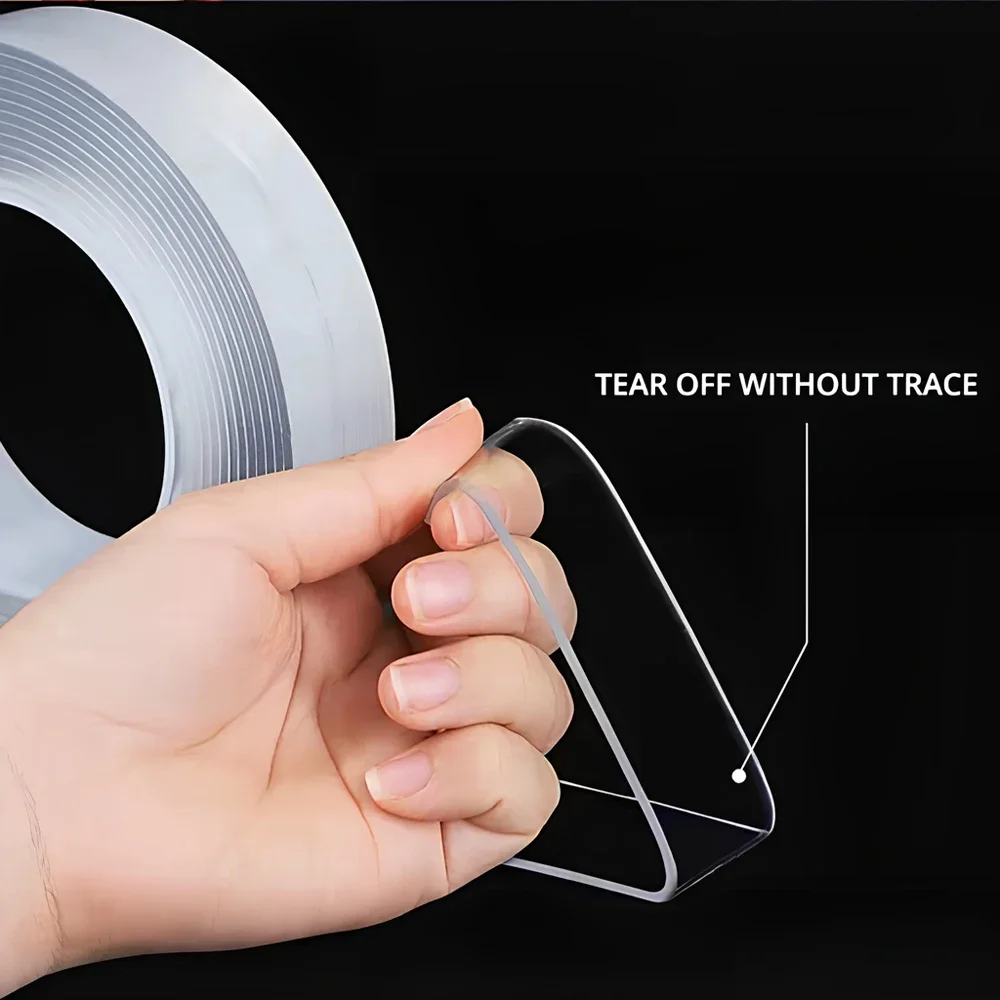 Nanotape 1m 3m 5m Traceless Transparent Reusable Waterproof Bathroom Wall Resistant Heat Adhesive Decoration Double-sided Tape