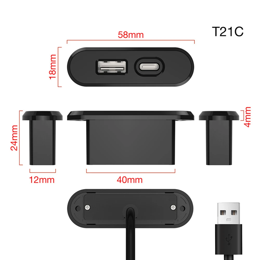 Desktop Embedded USB Socket Furniture Desk Portable Dual USB Charging Plug Computer Desk Office Furniture Accessories