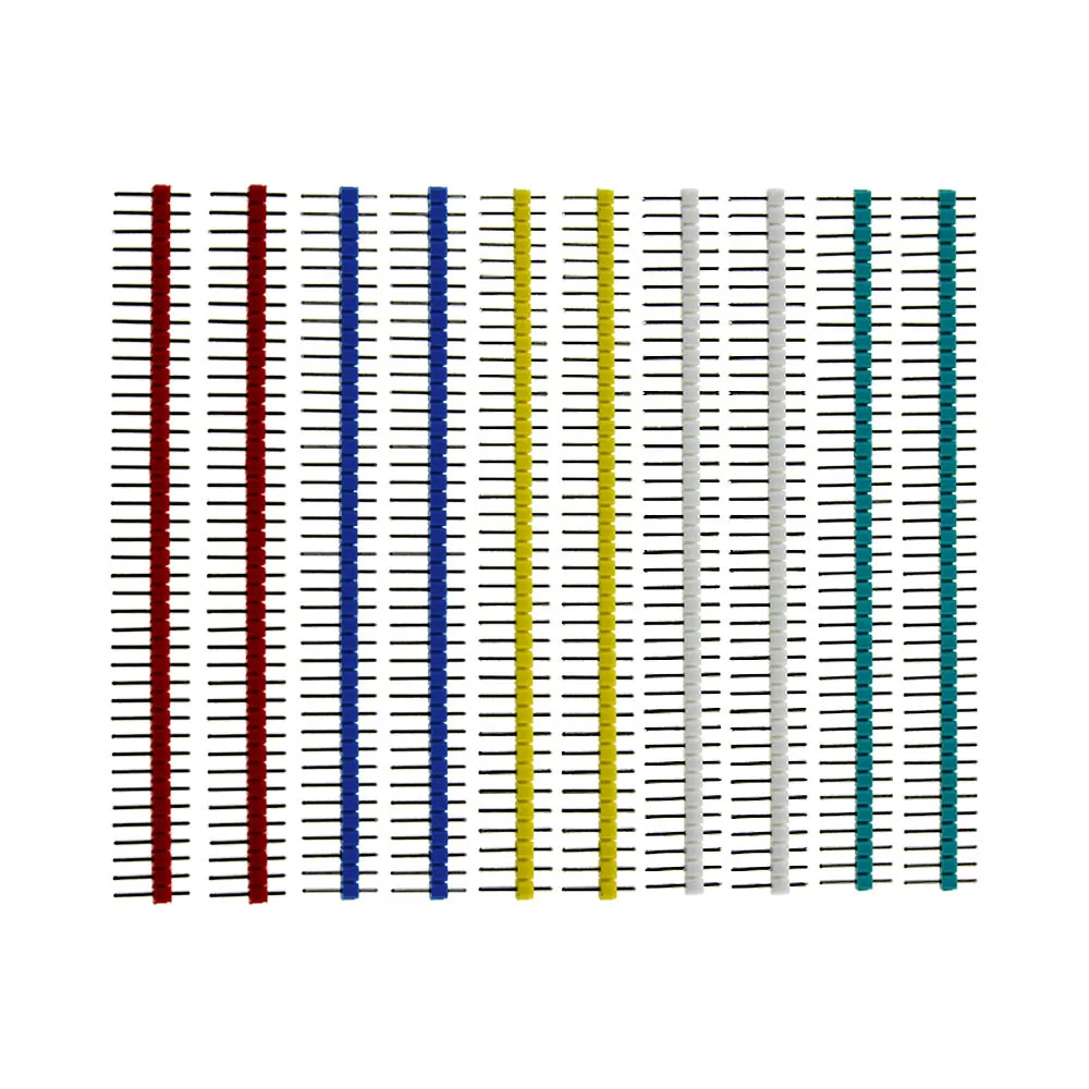 200PCS 1X40 Male Single Row 2.54 MM Pitch 11MM Pin Header Connector Board Six Colors For PCB
