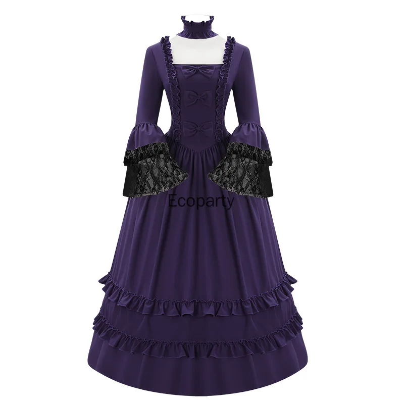 فستان نسائي جديد على الطراز الفيكتوري من القرون الوسطى النبلاء الأوروبي عتيق برقبة مربعة وأكمام مضيئة فستان مأدبة لحفلات الهالوين زي كوين