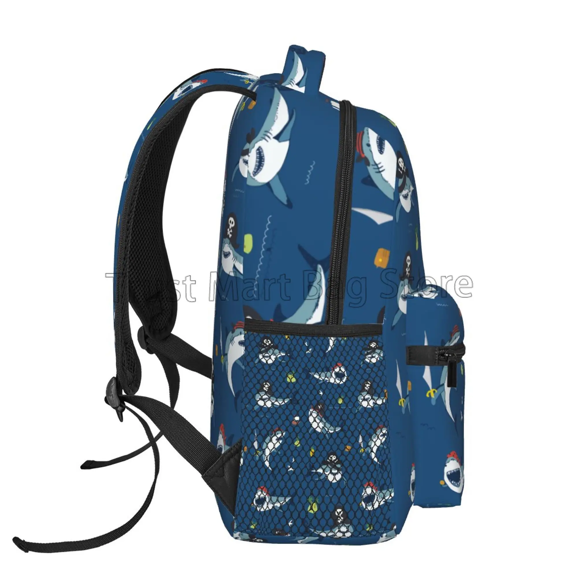 Cute Cartoon Sharks Pattern Backpacks for Adults Teens Student Bookbag Durable Casual Laptop Daypack for Travel Hiking Camping