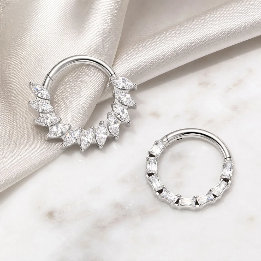 ASTM F136 Titan CZ Stern Nasenring Piercing Ohrringe 16G Septum Scharnier Clicker Daith Tragus Helix Ohrring 2026 Neuer Schmuck – Detail 4