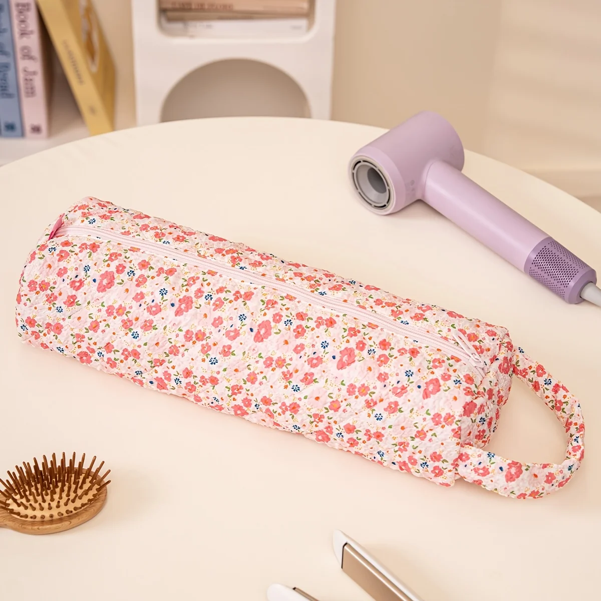 Cute Cartoon Hair Dryer Storage Bag, Multi-Functional Dustproof Travel Toiletry Bag for Curling Irons