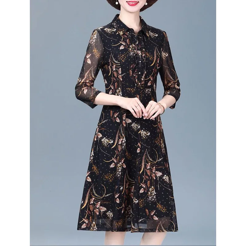 กระโปรงผู้หญิงวัยสูงอายุและปานกลาง2023ใหม่ฤดูใบไม้ผลิฤดูร้อนสไตล์ทันสมัยและสูงส่ง