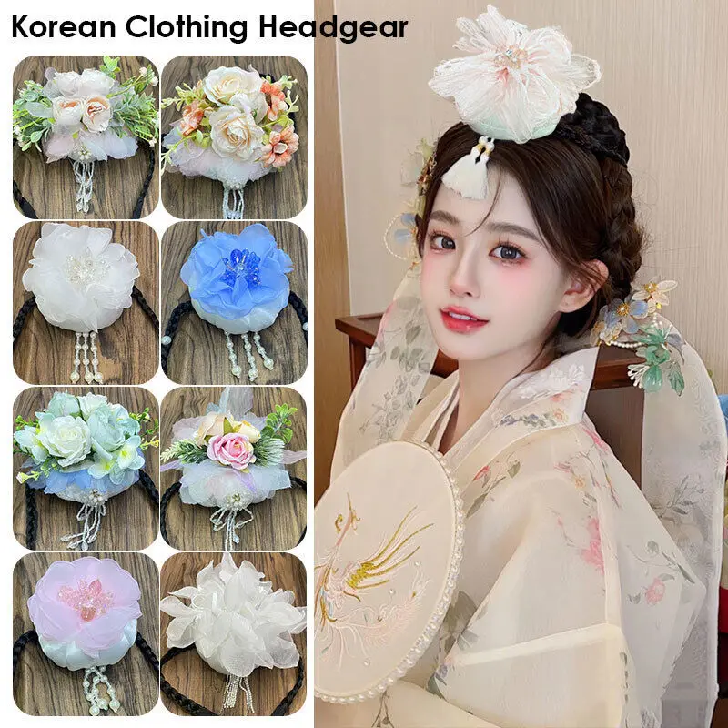 Traditional Headwear Flower with tassels Hanbok Performance Hairbands Hair Girls Stage Wear Women Hair Accessories